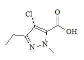 1-甲基-3-乙基-4-氯吡唑-5-甲酸； 
4-Chloro-3-ethyl-1-methyl-1H-pyrazole-5-carboxylic acid；
EMCA